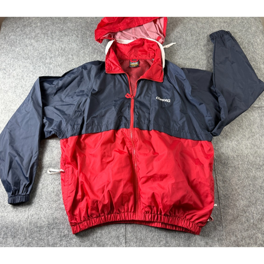 Vintage‎ DUNBROOKE Windbreaker Jacket Full Zip Red Black Colorblock Compaq L/ XL